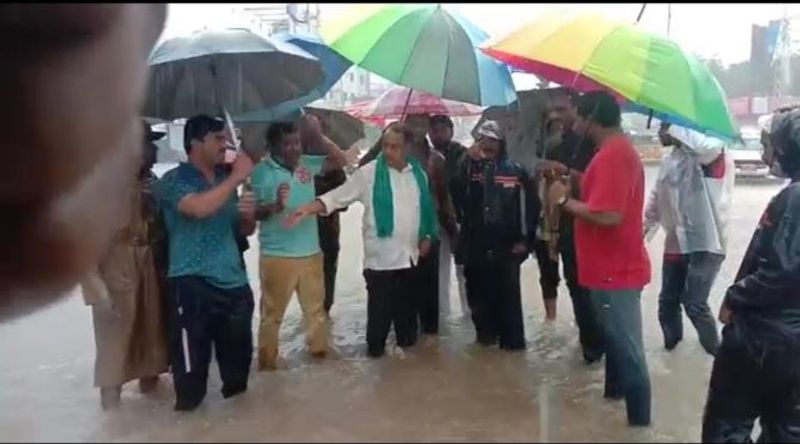 indrakaran reddy visits flood affected colonies in nirmal akp