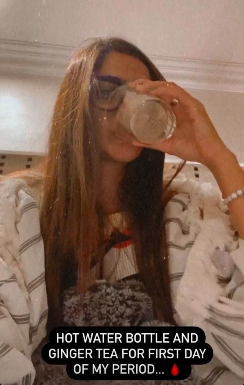 Sonam shared a video and explained how she's managing the first day of her period. Sharing the video, she wrote, "Hot water bottle and ginger tea for first day of my period..."
