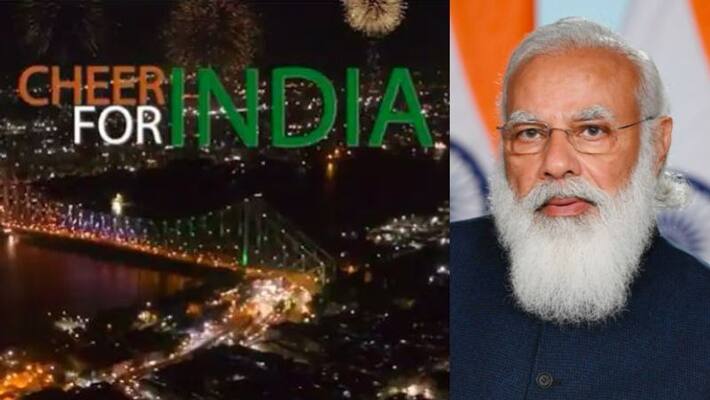 হ ওড ব র জ র অল ম প ক স জ দ খ ম গ ধ ম দ শ য র করল ন ভ ড ও Pm Modi Share Howrah Bridge Lights To Cheer Up Indian Athletes In Tokyo 2020 Olympics