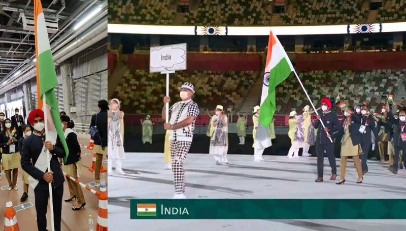 Indian athletes team in Olympics Opening Ceremony pics CRA