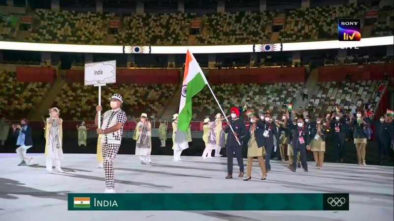 Indian athletes team in Olympics Opening Ceremony pics CRA