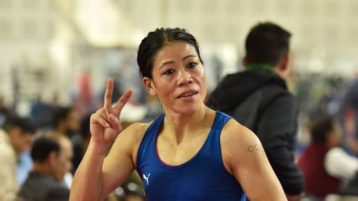 Mary Kom defeats Miguelina Hernandez Garcia in the opening round of women's flyweight pwa Mary Kom defeats Miguelina Hernandez Garcia in the opening round of women's flyweight pwa