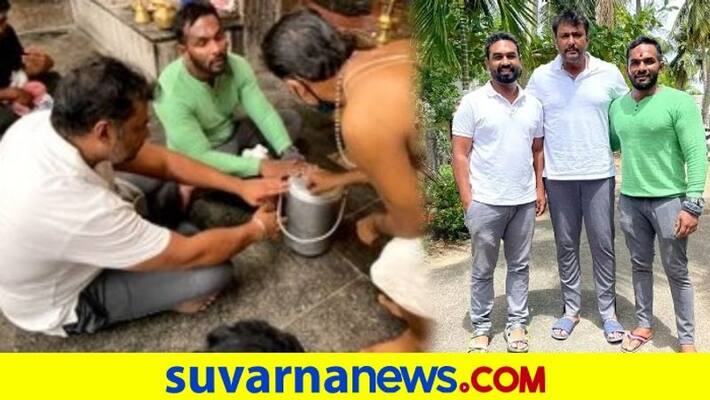 Kannada actor Darshan visits Tirunallar Shani temple in Pondicherry vcs Kannada actor Darshan visits Tirunallar Shani temple in Pondicherry vcs