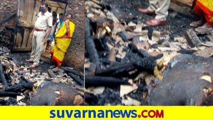 Fire Catches To cow Shelter 4 cows burned alive in tumkur snr Fire Catches To cow Shelter 4 cows burned alive in tumkur snr