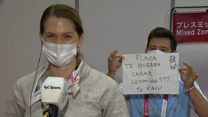 Watch Video Argentine fencer Maria Belen Perez Maurice accepted a marriage proposal Watch Video Argentine fencer Maria Belen Perez Maurice accepted a marriage proposal