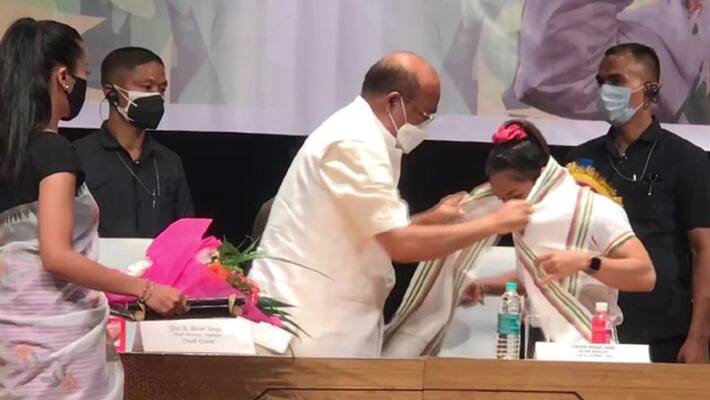 Manipur CM N.Biren Singh felicitates Olympic Silver medalist Mirabai Chanu, handed appointment letter of ASP DHA Manipur CM N.Biren Singh felicitates Olympic Silver medalist Mirabai Chanu, handed appointment letter of ASP DHA