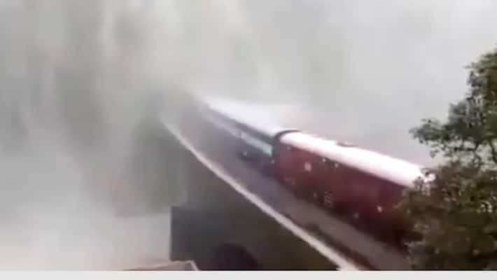 Heavy rains halt train in Goa Dudhsagar waterfall gcw Heavy rains halt train in Goa Dudhsagar waterfall gcw