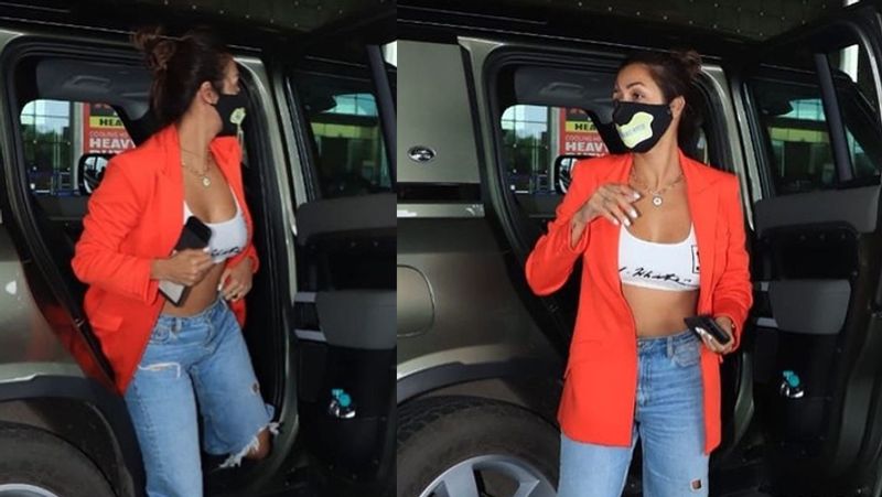 malaika arora reached airport in boyfriend arjun kapoor car, actress look goes viral on social media