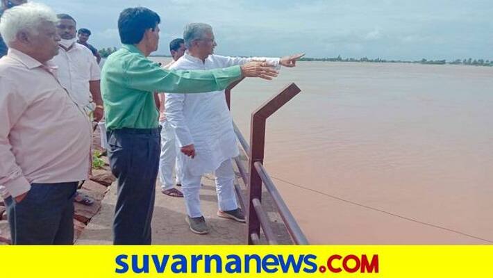 Kagwad BJP MLA Shrimant Patil Visited to Hipparagi Dam in Belagavi grg Kagwad BJP MLA Shrimant Patil Visited to Hipparagi Dam in Belagavi grg