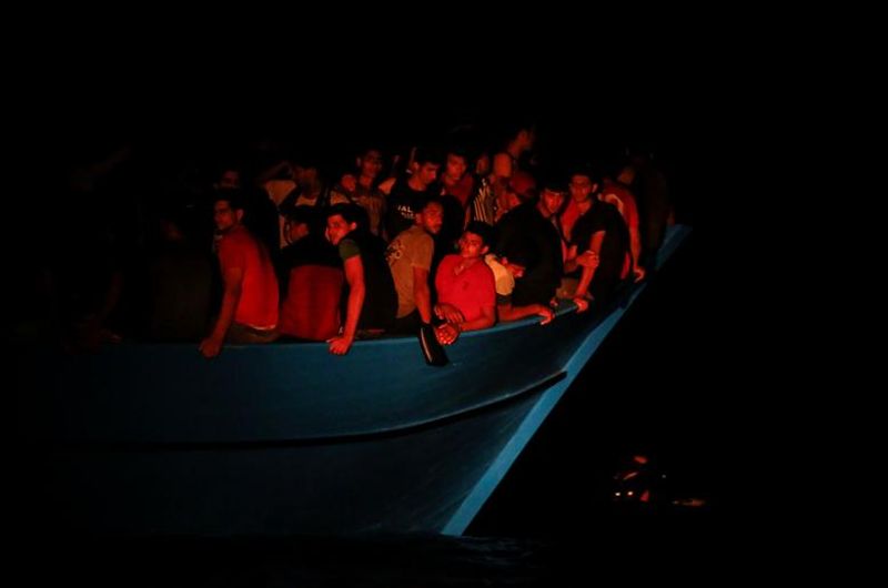 394 people rescued from a refugee boat in Mediterranean Sea