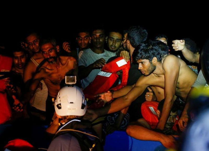 394 people rescued from a refugee boat in Mediterranean Sea
