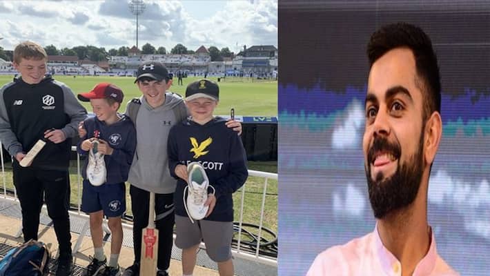 IND vs ENG: Virat Kohli gifted his Spikes to his kids fans came on the Ground to support him IND vs ENG: Virat Kohli gifted his Spikes to his kids fans came on the Ground to support him