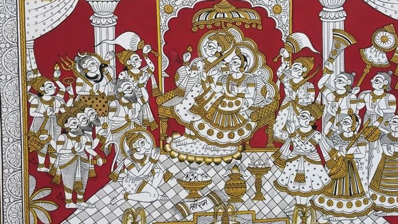 Renowned Phad artist from Kalyan Joshi is making Phad paintings on the themes of COVID-19 and TokyoOlympics these days