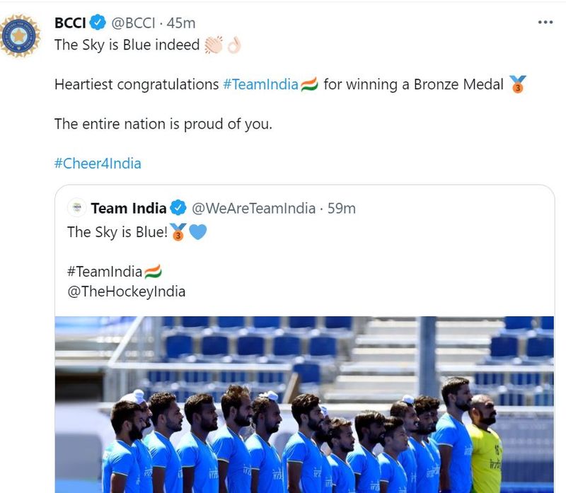 here the reactions of celebrities after India hockey bronze