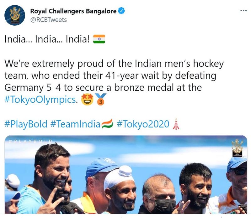 here the reactions of celebrities after India hockey bronze