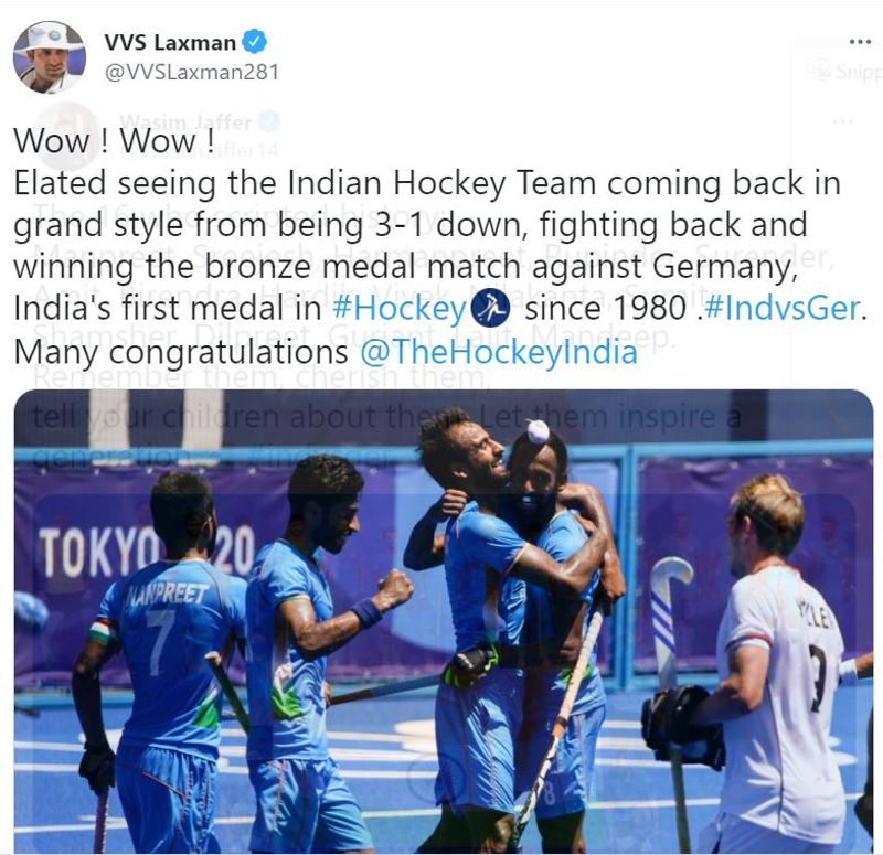 here the reactions of celebrities after India hockey bronze