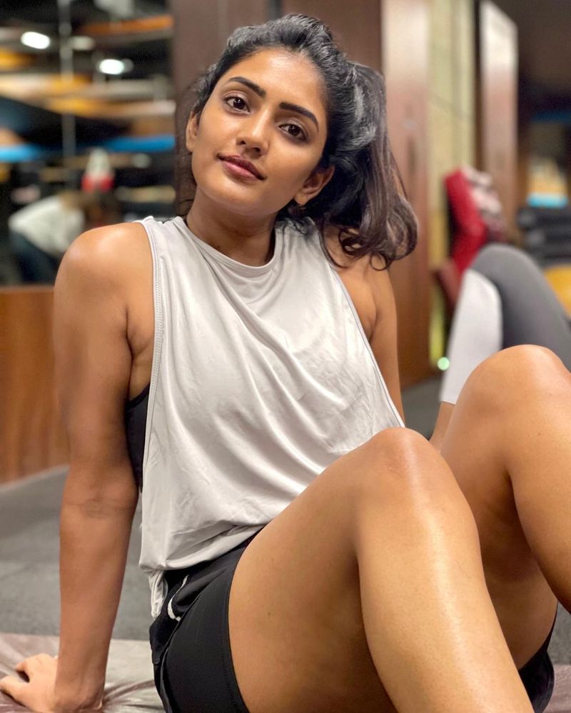 eesha rebba thighs show with workout small dress looks stunning