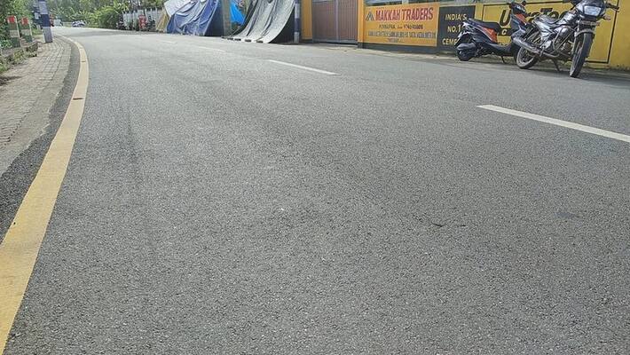 Less than a year after the inauguration cracks appeared in several places on Kanjipadam Road Less than a year after the inauguration cracks appeared in several places on Kanjipadam Road