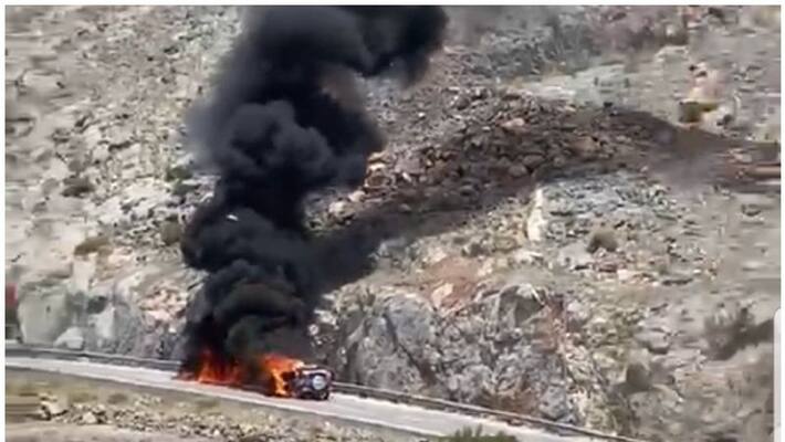 two vehicles gutted in fire in oman two vehicles gutted in fire in oman