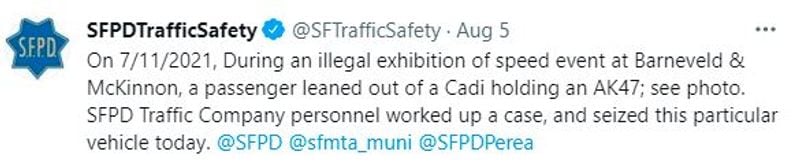 San Francisco, viral picture of woman with AK 47 in hand with speeding car