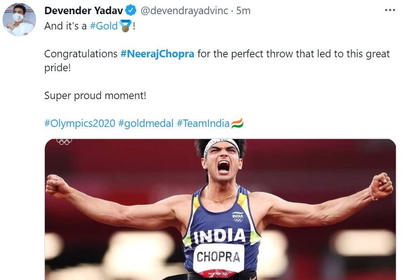 India congrats Neeraj Chopra for first track and field gold in Olympics