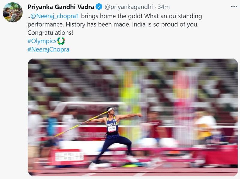 India congrats Neeraj Chopra for first track and field gold in Olympics