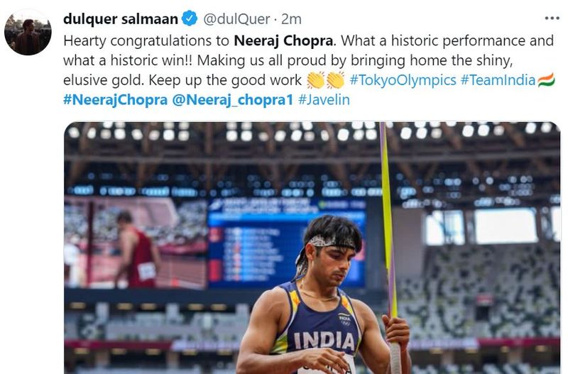 India congrats Neeraj Chopra for first track and field gold in Olympics