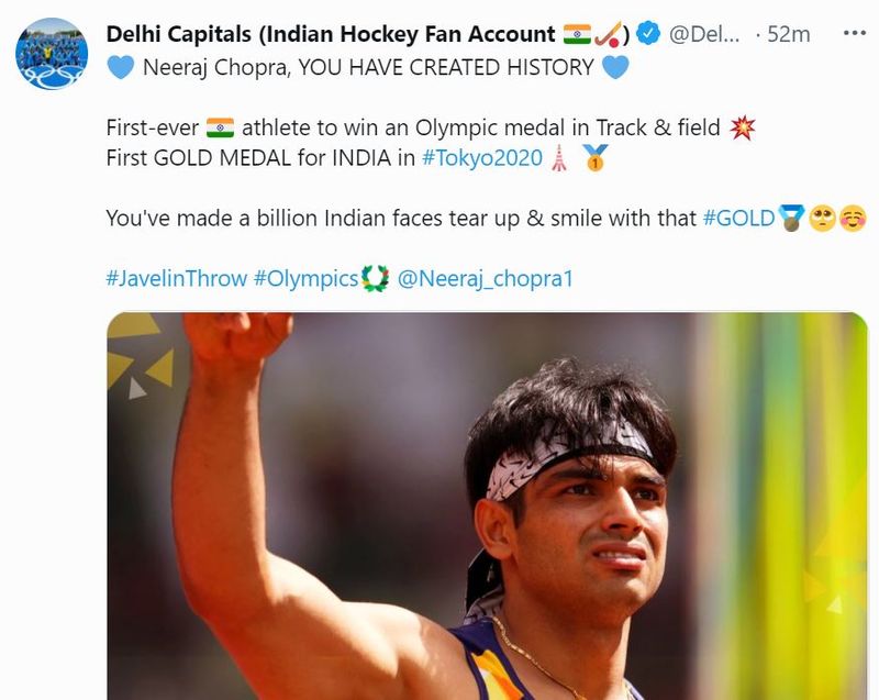 India congrats Neeraj Chopra for first track and field gold in Olympics