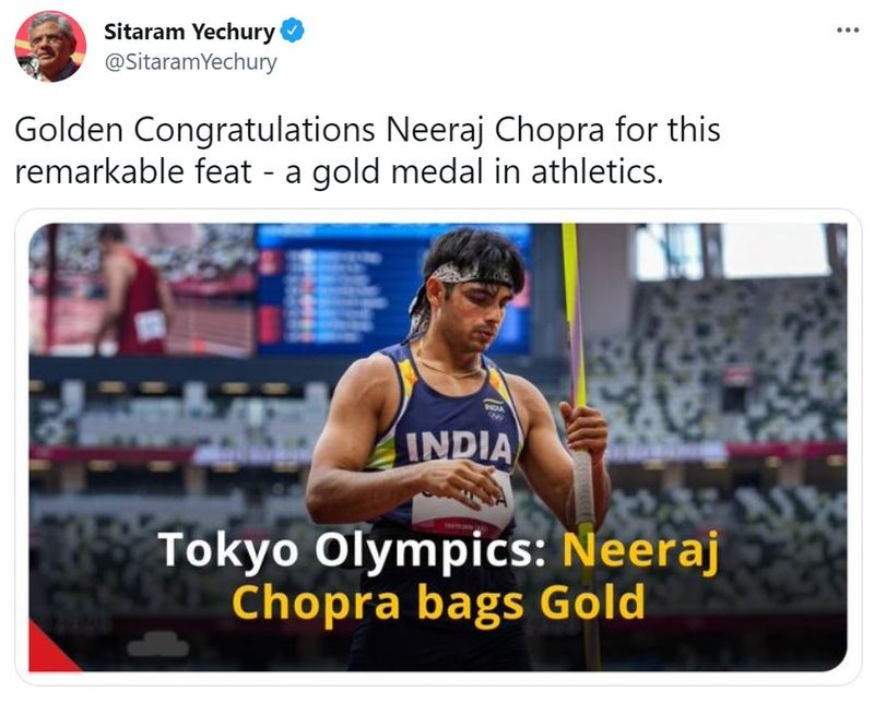 India congrats Neeraj Chopra for first track and field gold in Olympics