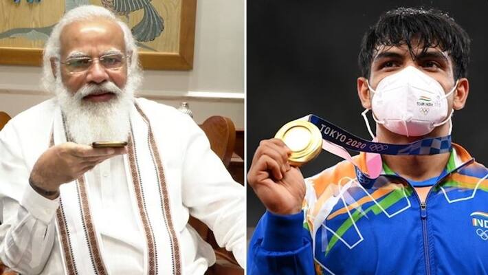 PM Modi phone call to Neeraj Chopra after win gold medal in tokyo 2020 olympics spb PM Modi phone call to Neeraj Chopra after win gold medal in tokyo 2020 olympics spb