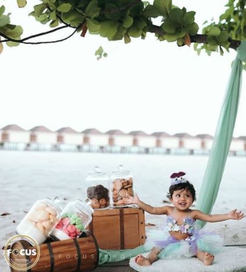 Kannada actor Skanda Ashok celebrates daughter Vishika first birthday in Maldives vcs
