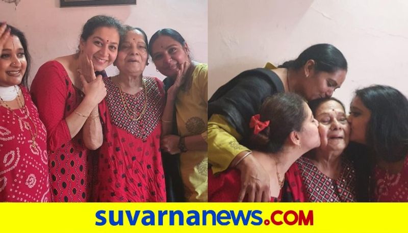 Sandalwood Actress Shruthi Sudharani visits senior artist leelavathi House Nelamangala Bengaluru mah