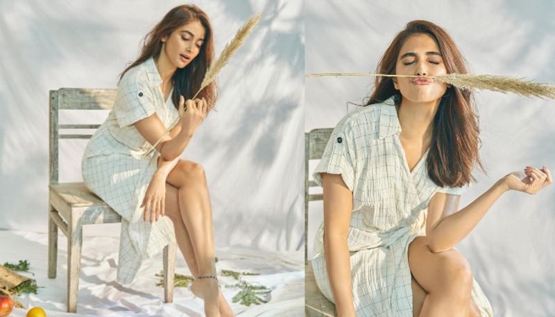 pooja hegde shared cute pics with tighs show and trivikram feel pooja legs golden