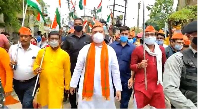 Shuvendu Soumen face off on Quit India Movement day in Tamluk bmm