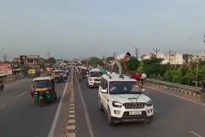 Uttar Pradesh, viral video of Ghaziabad BJP MLA Nandkishore Gujjar moving in Mercedes car without number plate