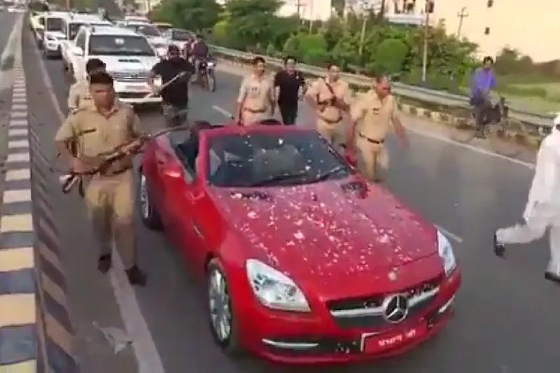Uttar Pradesh, viral video of Ghaziabad BJP MLA Nandkishore Gujjar moving in Mercedes car without number plate