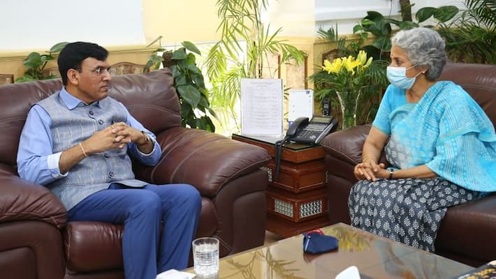 Union Health Minister Mandaviya meets WHO chief scientist Dr Soumya Swaminathan over WHO's approval of Covaxin-dnm Union Health Minister Mandaviya meets WHO chief scientist Dr Soumya Swaminathan over WHO's approval of Covaxin-dnm