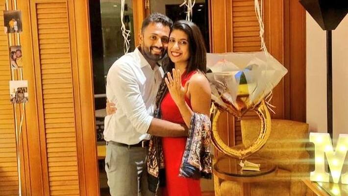 Cricketer Shreyas Gopal engaged with his girl friend Nikitha Shiv Cricketer Shreyas Gopal engaged with his girl friend Nikitha Shiv