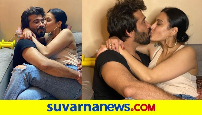 Hindi Bigg Boss 7 contestant Kamya Panjabi kisses husband Shalabh Dang passionately mah