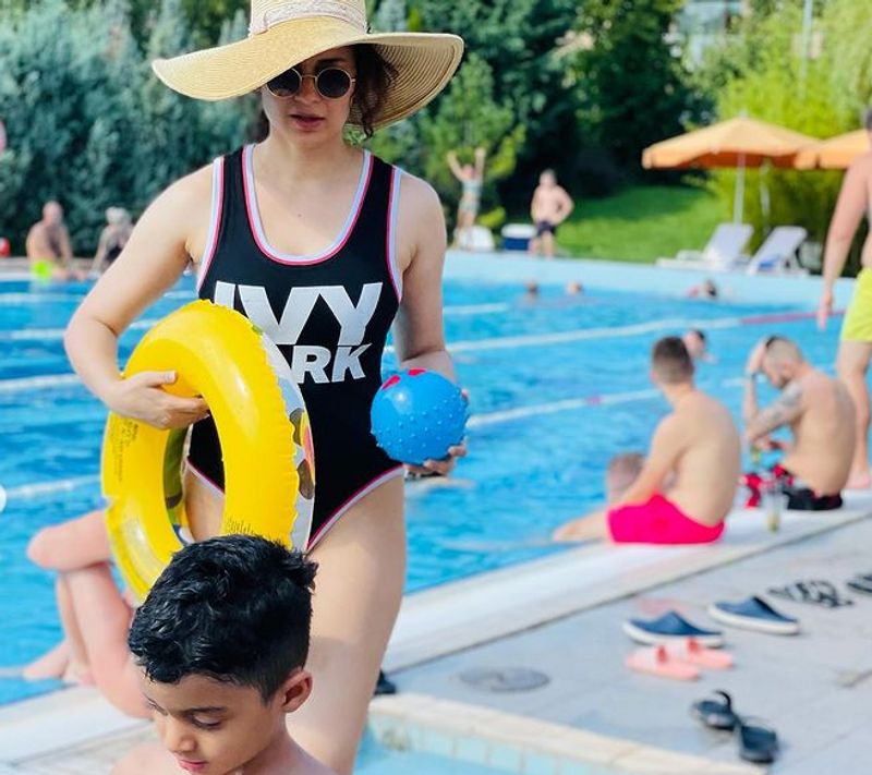 Kangana Ranaut goes for a happy day out with nephew Prithivi to water park dpl