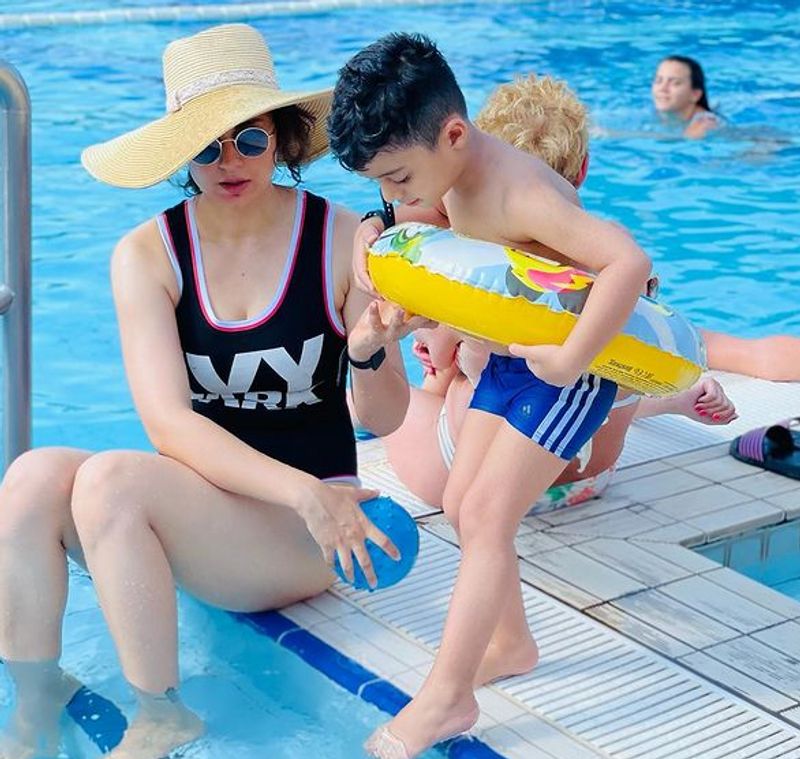 Kangana Ranaut goes for a happy day out with nephew Prithivi to water park dpl