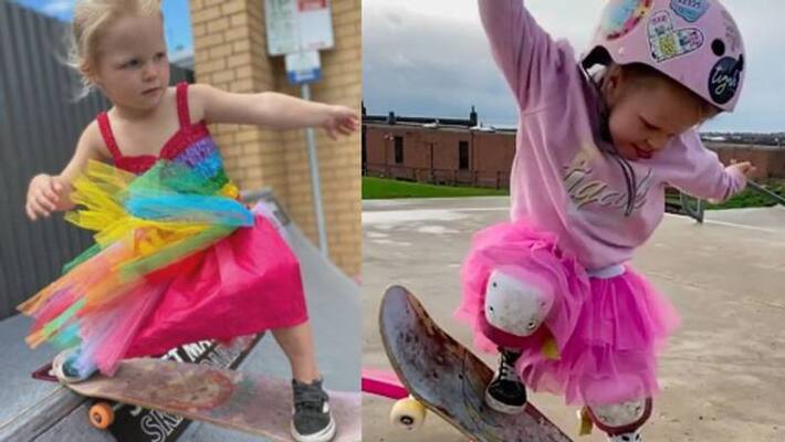 Autumn California Bailey four year old skateboarder Autumn California Bailey four year old skateboarder