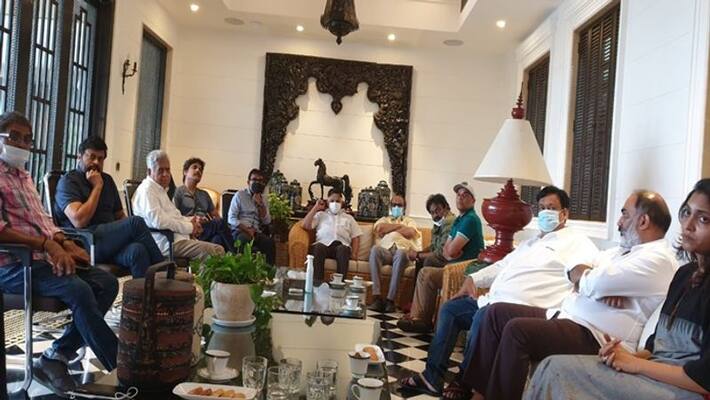 Tollywood top producers and directors attends important meeting in Chiranjeevi house Tollywood top producers and directors attends important meeting in Chiranjeevi house