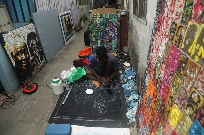 Ivorian artist Aristide Kouame from scraps to art