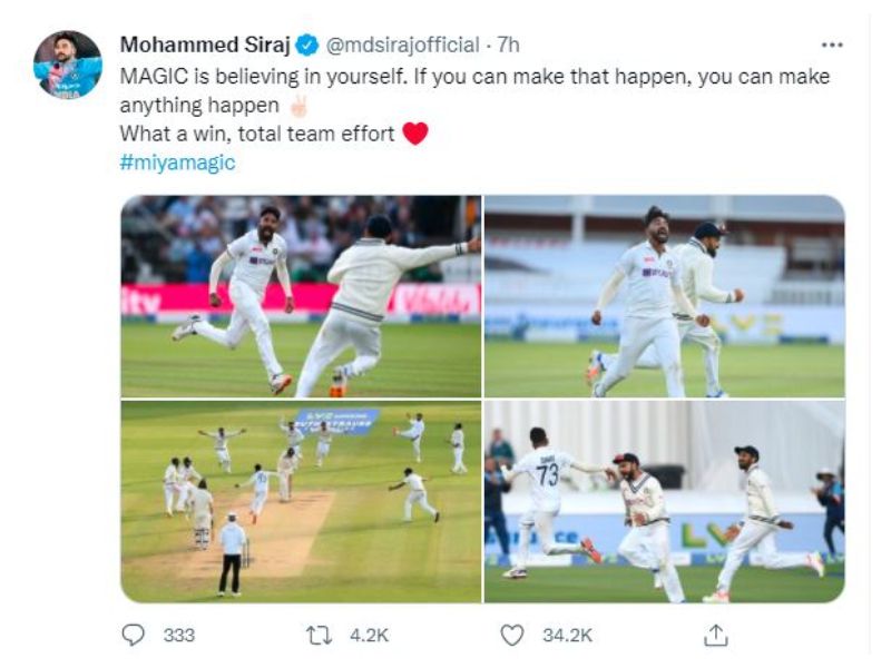 Virat Kohli to Mohammed Shami, Indian cricket team reaction after beat England in Lords Test spb