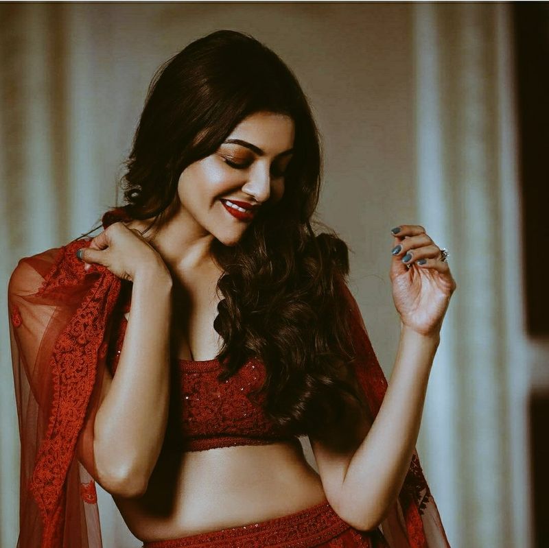 kajal agarwal look like red velvet hot latest photo gallery
