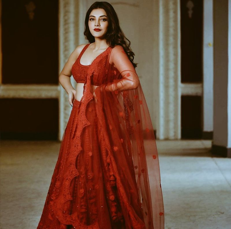 kajal agarwal look like red velvet hot latest photo gallery