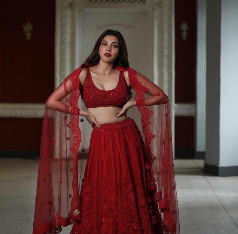 kajal agarwal look like red velvet hot latest photo gallery