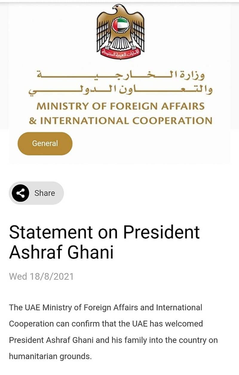 Deposed Afghan President Ashraf Ghani resurfaces in UAE-VPN