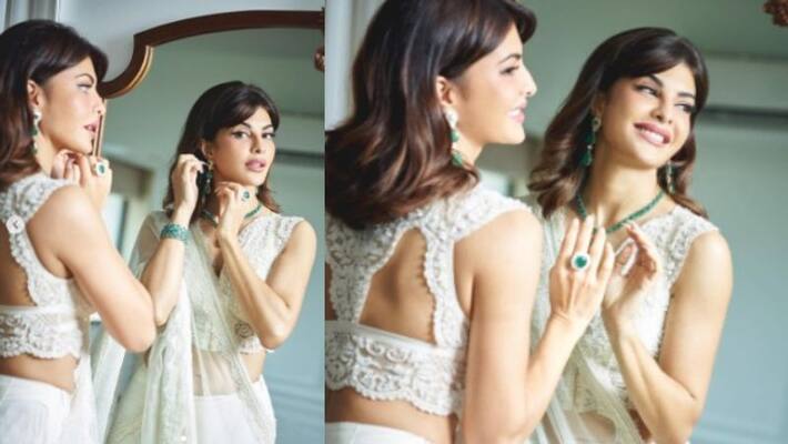 Jacqueline Fernandez in Rs 1.3 lakh white saree Jacqueline Fernandez in Rs 1.3 lakh white saree